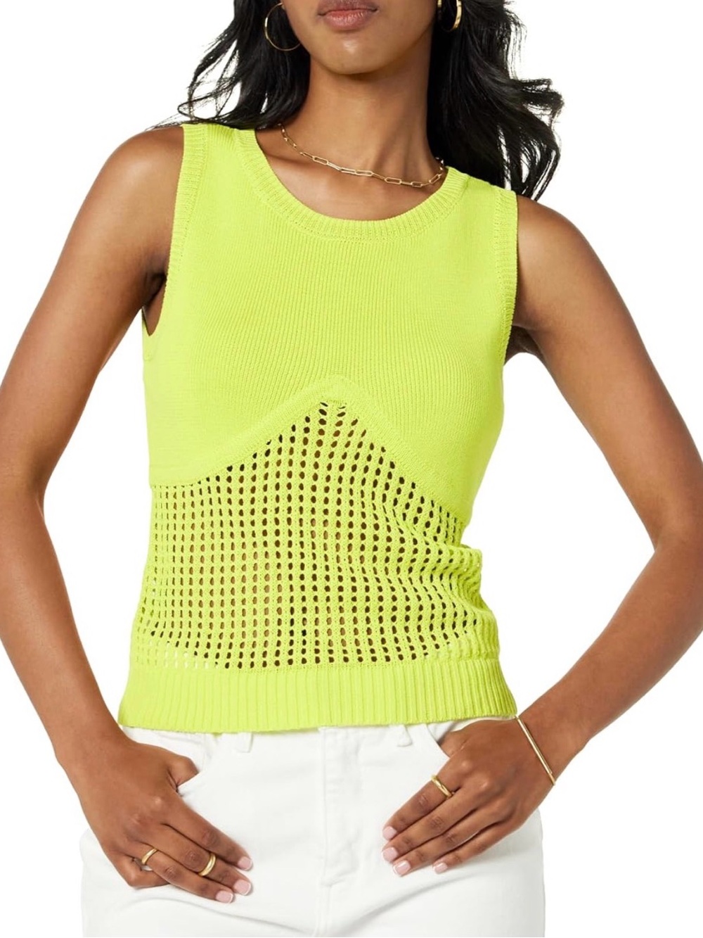The Drop Sulphur Spring Tank Top XXL NWT Sleeveless Corset Style Neon Yellow